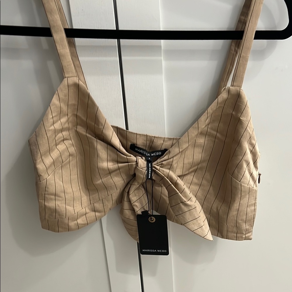 NWT Marissa Webb Tan Striped Crop Top